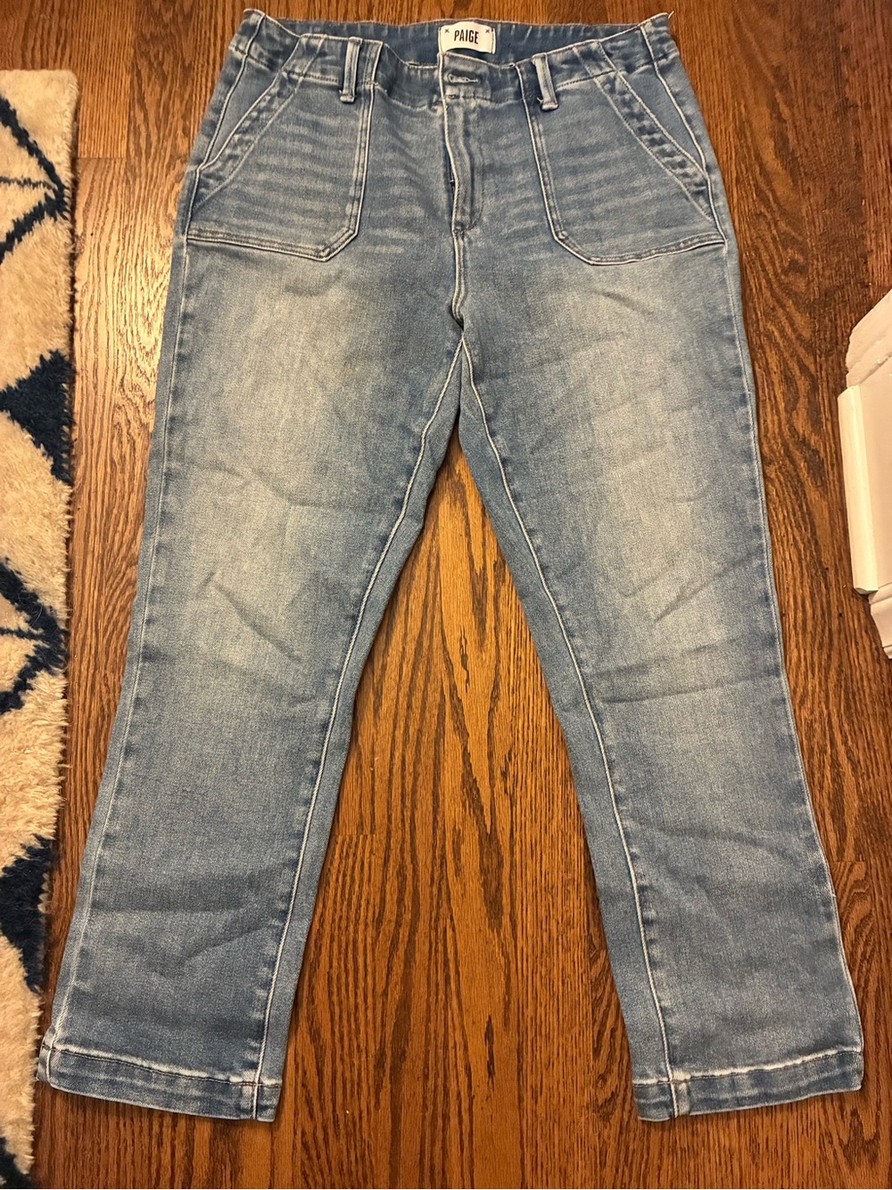 PAIGE Medium Wash Straight-Leg Jeans - Light Blue - EVEREVE